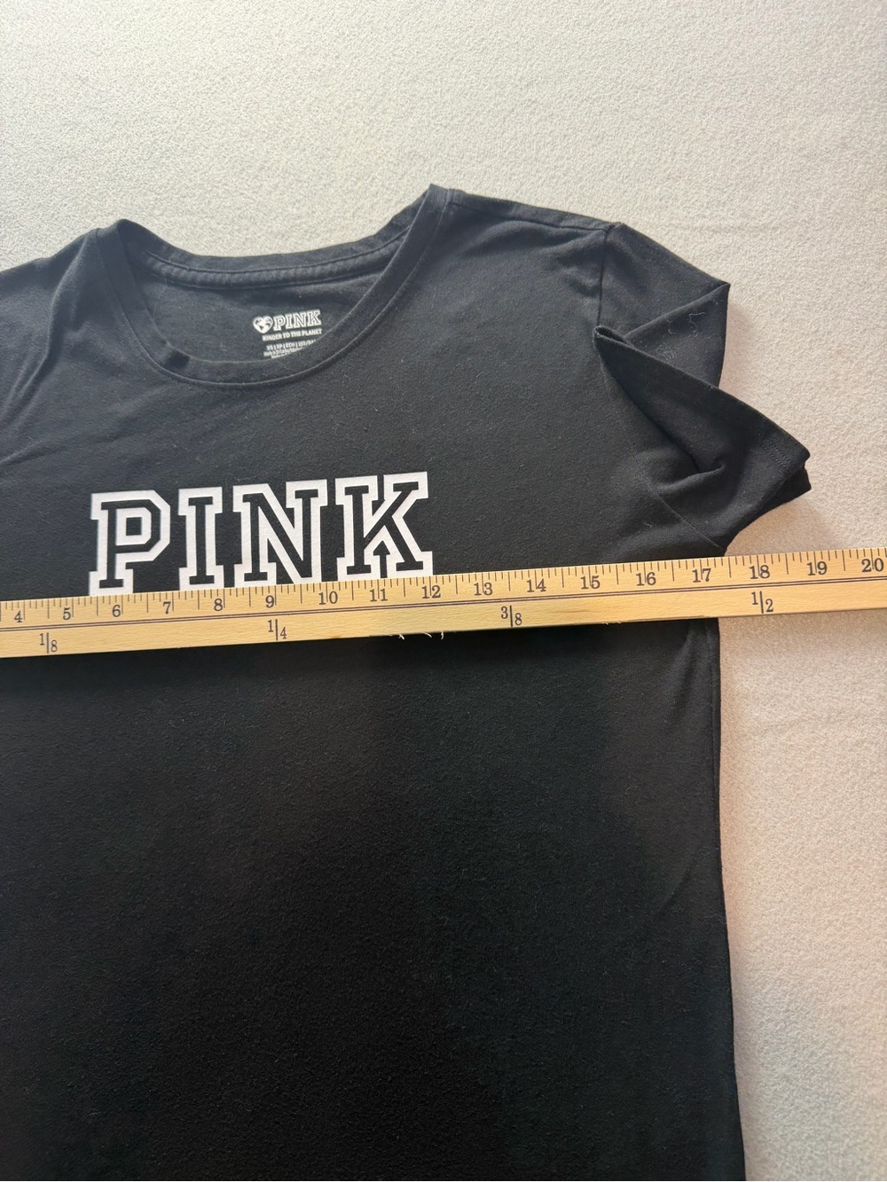 Victoria’s Secret PINK Black Varsity Logo Tee XS - Picture 7 of 8